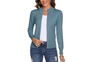 Aottori Cárdigan de Punto para Mujer con Cremallera Chaqueta Manga Larga Suéter Básica Ajustado Rebeca Jerseis Casual Abrigo Ligero