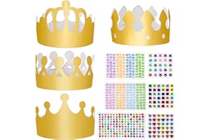 Fowecelt Party Hats Paper Crown Kids Paper Crowns for Kids, Birthday Party Hats for Adults, Gold Crown Crafts for Boys Girls, DIY Crown Kit for Children Decoration