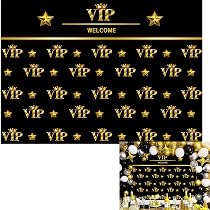 Bovlleetd Fond Photo 2.2x1.5m Invité D'Honneur - Noir Or Bal Tapis Rouge Couronne Paillettes Étoiles - Banner Vinyle Décoration Événements