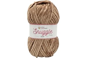 LITTLE WOOL SHOP LittleWoolShop Snuggle Puff Chunky Chenille Yarn 100g - 100% Supersoft Polyester (Walnut Whip 885, Single (1 Ball))