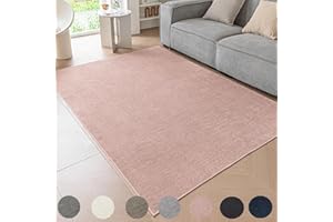 Ceneco Pink Rugs for Bedrooms,Short Pile Rugs Lving Room,Non Slip Washable Bedside Rugs, Low Pile Rug for Kids Room,Office,Lounge Area Rug (Pink, 120×160cm)