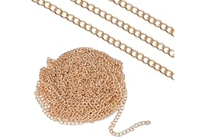 Xyvor 10 m Catena Oro Catenine per Collane, Catena Acciaio Inox per Bigiotteria, Catenine per Collane Fai da Te, Catene per Gioielli, per Produzione di Gioielli, Accessori Fai da Te (4 mm x 6 mm)