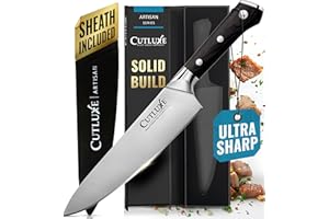 CUTLUXE Chef Knife – 8" Chopping Knife – Forged High Carbon German Steel – Full Tang & Razor Sharp – Ergonomic Handle Design – Artisan Series