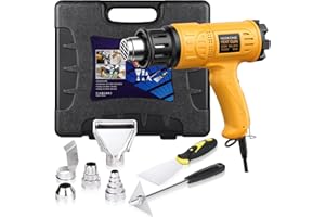SEEKONE Kit Pistola ad Aria Calda ad Alte Prestazioni da 2000W, Regolazione Della Temperatura Variabile (50℃ – 600℃), Protezione da Sovraccarico con 4 Ugelli per Fai da Te, Restringimento di PVC