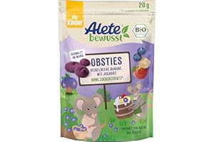 ‎ALETE Alete bewusst Obsties Heidelbeere Banane mit Joghurt, ab 3 Jahren, gefriergetrocknete Bio-Fruchtchips, Früchte-Snack für Kinder, verzehrfertig im verschließbaren Beutel, 20 g