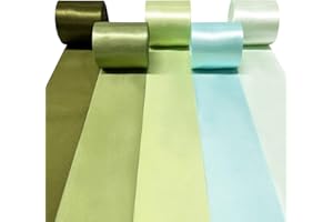 PINK BLUME 60M Sage Green Satin Ribbon 50mm Wide Ombre Dusty Green Aqua Fabric Ribbons Large Silk Satin Hanging Streamer Garland for Gift Wrapping Crafts DIY Sewing Hair Bow Birthday Wedding Party Backdrop Decor