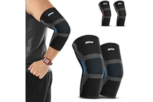 FEVAN 2 x ochraniacze na łokcie kompresyjne na zapalenie nadkłykcia i zapalenie ścięgna, dla mężczyzn i kobiet, sportowe ochraniacze na łokieć tenisa, crossfit, łokieć golfisty (niebieski, XL)