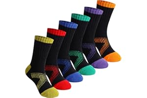SEEYAN Boys Socks Kids Crew Athletic Cotton Half Cushioned Sports Arch Support School Breathable Socks 6 Pairs