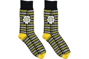 BEYOND HAPPY Leeds Football Fans Cotton Rich Socks UK 7-11 – Yorkshire Rose Repeat Design – Soft, Durable & Comfortable Everyday Leeds Socks