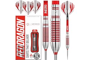 RED DRAGON Reflex 24g, 26g ou 28g Fléchettes Pointes Acier avec Ailettes et Tiges de Flechettes