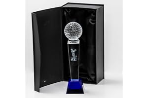 Longridge Crystal Golf Trophy med golfboll - Klar, 180 mm