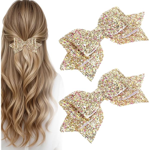 Glitzer-Haarspange Mit Pailletten 17,8 Cm – Schwarz, Große Schleife Für Cheerleading, Party & Alltag