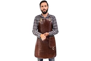 Angus Stoke Tablier en cuir Paul - Tablier en cuir pour grillades - Tablier en cuir vintage pour BBQ et cuisine et bar