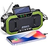 AirGearPro Kurbelradio mit Handyladefunktion Solar, 5000 mAh Powerbank mit USB-Ausgang, FM/AM, Dynamo, IPX5 wasserdicht, LED-