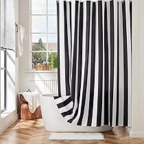 Tenda da doccia in bianco e nero, arredamento moderno per il bagno