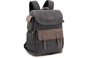 Cwatcun Sac à dos pour appareil photo Résistant à l'eau Sac à dos photo professionnel pour DSLR/SLR sans miroir, compatible avec les appareils photo Sony Canon Nikon, L, Noir