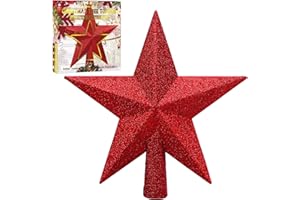 ‎ANECO Aneco 4 Zoll Glitzer Mini Rot Weihnachtsbaumspitze Bruchsichere Kleine Weihnachtsbaum Dekoration Baumspitze für Festliche Ornament oder Heimdekoration