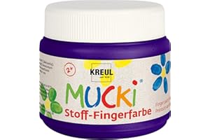‎KREUL KREUL 28110 - Mucki leuchtkräftige Stoff - Fingerfarbe, 150 ml in violett, auf Wasserbasis, parabenfrei, glutenfrei, laktosefrei und vegan, optimal für die Anwendung mit Fingern und Händen