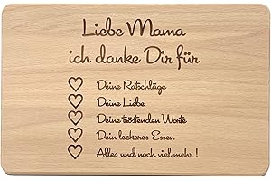 Muttertagsgeschenk Idee - Frühstücksbrettchen aus Holz mit hochwertiger Gravur für die Beste Mama (Danke dir Mama)