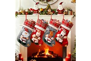 BUOAZR Calcetines Navidad Chimenea 4 Piezas, 40 cm Grande Medias de Navidad, Medias Navidad Bolsa de Regalo, Botas Navidad Chimenea, Calcetines para árboles de Navidad Decor