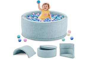 Aunekiv Ball Pit without Balls for Baby from 1 Year, 7-in-1 Multifunctional Foam Ball Pool Ball Pits Children, Blue