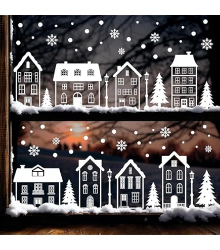 Baynetin Raamstickers voor kerst, 267 stuks, dubbelzijdige herbruikbare statisch hechtende pvc-stickers voor glazen ramen, kerstdecoratie (10 vellen, 20 x 30 cm