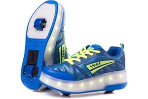 WOHS Zapatillas Deportivas con Dos Ruedas y Luces. Recargables, 16 Efectos de Luces. Rueda Trasera automática.
