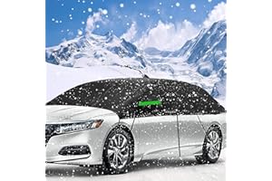 Big Ant Car Cover universal Snow Cover with hooks, Anti UV Half Thick Car Cover with Reflective Strips, Waterproof UV Protection for Windshield, Fit for Sedan.Windshield Snow Frost Protection,Black