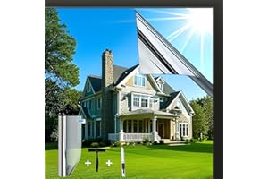 Evofensteere UV Folie Hitzeschutz 44.5x200cm Selbsthaftend Spiegelfolie Fenster Sichtschutz Rückstandslose Sonnenschutzfolie innen oder außen Thermofolie Fenster Gegen Hitze Silber