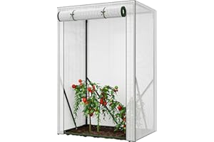 Vankarr Petite Serre de Jardin PVC,pour Légumes Plantes Fleurs, Porte zippée Enroulable,Protéger Vos Plantes en Toutes Saisons,Serre de Jardin pour Balcon, Intérieur & Extérieur(Cadre Non Inclus)
