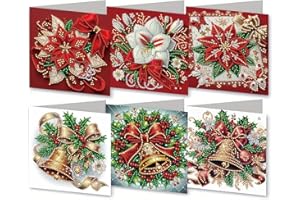 CXINLky Diamond Art Painting Biglietti di Natale 5D Diamond Art Natale Biglietti di compleanno con busta, biglietto regalo per famiglia, amanti, amici, stella di Natale 02