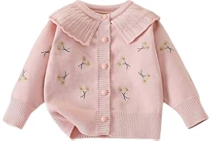 JiAmy Cardigan da Bambina, Maglioni a Maniche Lunghe con Bottoni Uniforme Scuola Cotone Girocollo Le Mezze Stagioni da 9 Mesi a 8 Anni