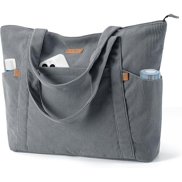 TIAASTAP Cord Tote Bag, esthetische kleine handtas voor dames, schoudertas, corduroy hobo bag met ritssluiting, schooltas, esthetische schoudertas, handtassen met veel vakken, voor kantoor winkelen