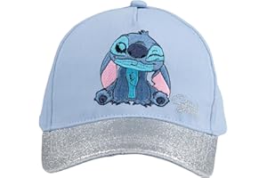 UNITED LABELS Disney Lilo & Stitch - Casquette de baseball réglable pour fille et garçon - Avec visière pailletée - Bleu - 52 cm, bleu, taille unique