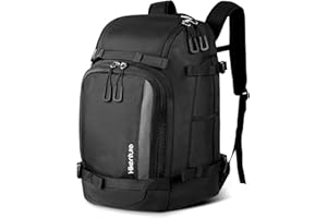 Hikenture Ski Boot Bag Backpack, 50L Padded Ski Bag & Snowboard Boot Bag with Drain Holes, Large Capacity Water-Resistant Ski Travel Bag for Ski Boots, Helmet, Goggles, Clothes, Gloves, Snowboard Gear