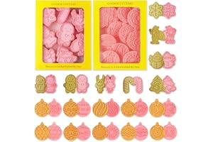 JSTHHTT 18 Piezas Moldes Galletas Navidad, Cortadores de Galletas, Cortadores de galletas de Navidad 3D, Plástico Navidad Cortadores Moldes, para Cookie Fondant Decoración de Pasteles