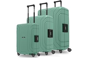 REDOLZ Essentials 15 Productos habituales, verde marino, Kofferset (3-teilig), Carro rígido con ruedas giratorias