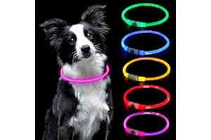 AUAUY Collar LED Perro Luminoso Recargable USB, Ajustable e Impermeable para Mascotas Pequeñas, Medianas y Grandes (Rosa)
