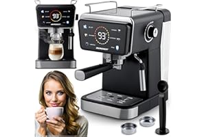 ‎BERDSEN Berdsen Ekspres do Kawy - Kolbowy - 1,5 l 20 bar - Spieniacz do Mleka - 2 Filtry - Cool Espresso - Czarny