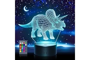 Tesoyzii Dinosaurier 3D Nachtlicht für Kinder, 16 Farben Fernbedienung Nachtlicht Dinosaurier Geschenke für Jungen und Mädchen