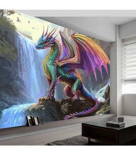 3D Fototapete Drachenkampf 400x280cm - Vlies Wandbild Blitz Motiv