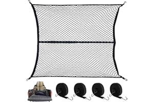 VEUWOLM Rete da Carico per Camion, 1,2 x 1m, estensibile fino a 2,1 m x 2 m (Monostrato), con 4 Cinghie di Fissaggio, Rete per Bagagli Altamente Elastica, Reti Bagagliaio Auto, per Camion, Auto, Camper