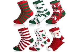 MZJAUVF Calcetines Navidad, 6 Pares Calcetines Navidad Mujer, Calcetines Mujer Invierno, Lindo Calcetines Navideños, Suave Calcetines Mujer Termicos, Calcetines Mujer Navidad para Regalos Navideños
