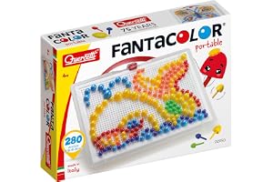 Quercetti - Quercetti Fantacolor Portable Large – Mosaik Plug-in Spel för Barn 4+ - Kreativ och Pedagogisk Leksak för Att Lär