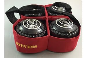 PIPIGO Stevens 4 Bowl Carrier Crown Green Short Mat Lawn Bowls (Red)