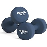 PROIRON Neoprene Dumbbell Anti-roll 1-10kg for Home Gym | Cast iron core, non-slip grip, flat base, ideal for yoga, cardio an