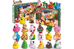 SCIONE Kalendarz adwentowy 2024 z 24 gumowymi kaczkami, gumowe kaczki na Boże Narodzenie, zabawki do kąpieli, niespodzianki na 24 dni, prezent dla małych dzieci, wypełniacze do torebek imprezowych