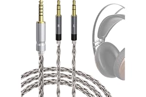 GEEKRIA Apollo Kabel audio, miedziany, posrebrzany, kompatybilny z Meze Audio 99 Classics Series 109 PRO LIRIC 2 LIRIC 4,4 mm na Dual 3,5 mm, 1,5 m, srebrny