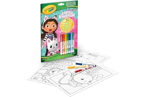 CRAYOLA - Gabby's Dollhouse Activity & Colouring Album, 32 strony do kolorowania i 7 mini zmywalnych markerów, 04-7024G