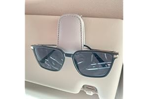 KIWEN Sunglasses Holders for Car Sun Visor, Magnetic Leather Glasses Eyeglass Hanger Clip for Car, Ticket Business Card Clip Eyeglasses Mount Car Visor Accessories (Grey)